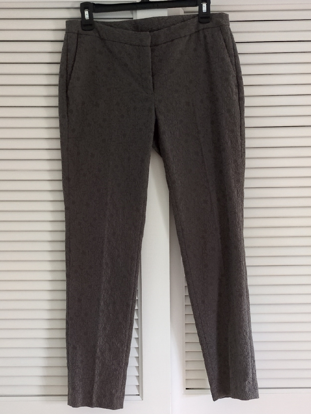 Cynthia Rowley Jacquard Textured Slim Midrise Pant w/Pockets  Sz 6.  Gray